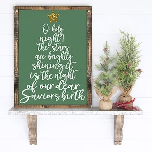 O Holy night tree- wood framed sign - Christmas decor - christmas mantle - christmas songs - christmas music - holiday wall art