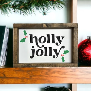 holly jolly- retro -sign - christmas decor - christmas wall art - christmas tree - farmhouse christmas - mini christmas -