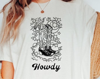 Howdy Shirt Space Cowgirl Shirt Space Cowgirl Howdy Cute Western Shirt Boho Western Shirt Cowgirl Shirt Midwest Shirt Mystical Shirt