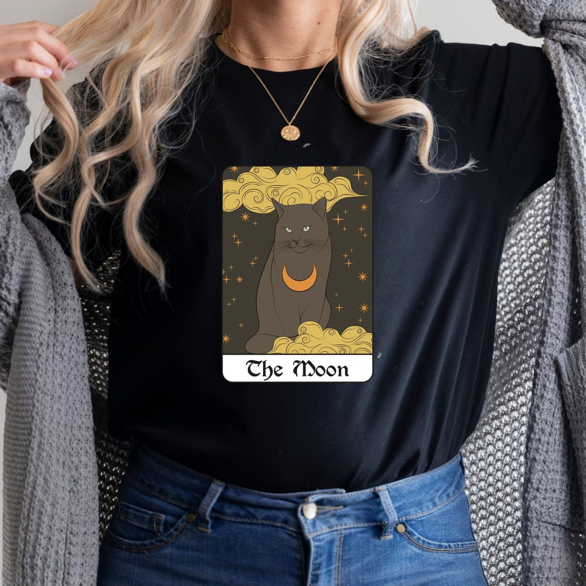 Cat Tarot Shirt Moon Tarot Card Tarot Shirt Tarot Shirts Women | Etsy