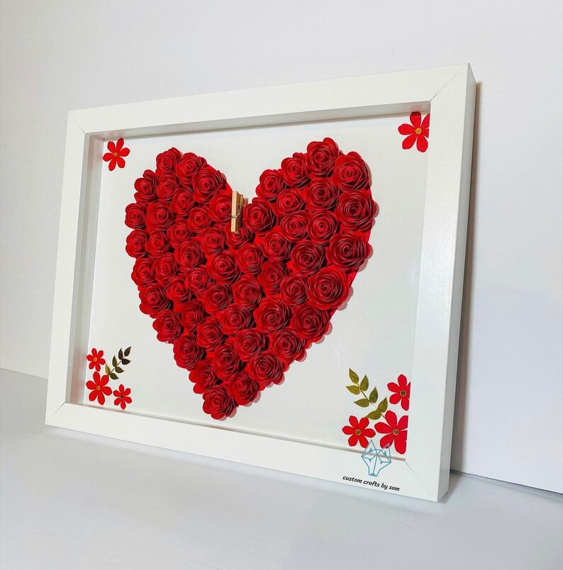Heart Shadow Boxes Valentines Giftpaper Flowers Flower Shadowboxmothers