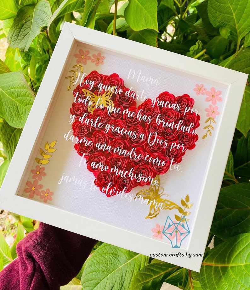 Heart Shadow Boxes Valentines Giftpaper Flowers Flower Shadowboxmothers