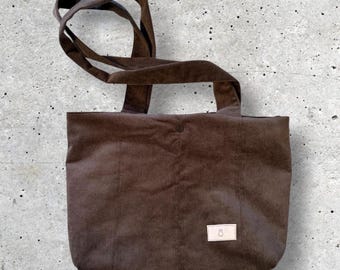 Handmade corduroy bag, dark grey | Tote bag with inner compartment, sustainable everyday bag, gift idea, Miffy Label