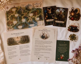 Moonmeadow Mail No. 001 – The Missing Star Lantern | Cozy Fantasy Happy Mail | Story, Letter, Stickers & Collectible Cards