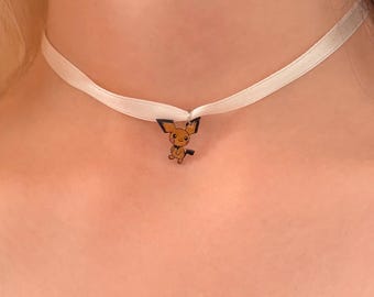 Pichu Necklace | Handmade Pokémon Jewelry | White Ribbon Necklace | Pichu Pendant | Kawaii Necklace | Pokemon Poison