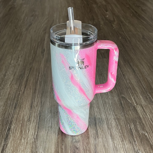 Pink, White, and Silver Milkyway Stanley Tumbler (MADE TO ORDER)