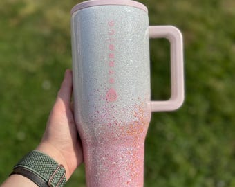 White and Light Pink Ombré Glitter Custom HydroJug| Custom Girly HydroJug| Girl HydroJug| Pink Glitter HydroJug (MADE TO ORDER)