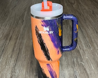 Halloween Custom Tumbler| Purple, Orange, and Black Milky-Way Stanley Tumbler (MADE TO ORDER)