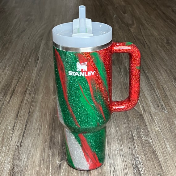 Christmas Custom Tumbler Green, Red, and Silver Milky-way Stanley