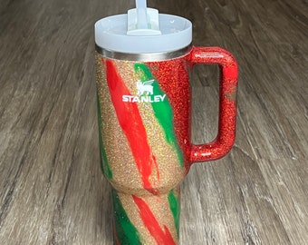 Gold, Red, and Green  Milky-Way Tumbler| Christmas Stanley Tumbler (MADE TO ORDER)
