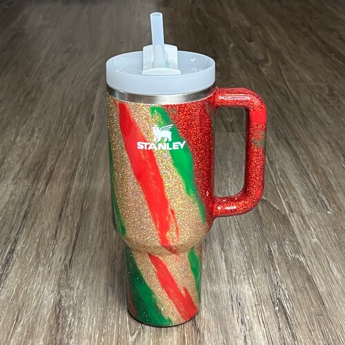 Gobelet voie lactée doré, rouge et vert | Gobelet Stanley de Noël (FAIT SUR COMMANDE)