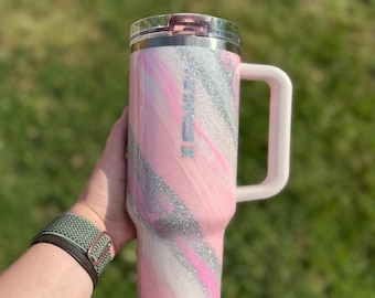 Pink, White, and Silver Milkyway Stanley Tumbler (MADE TO ORDER)