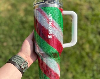 Christmas Custom Tumbler| Green, Red, and Silver Milkyway Stanley Tumbler (MADE TO ORDER)
