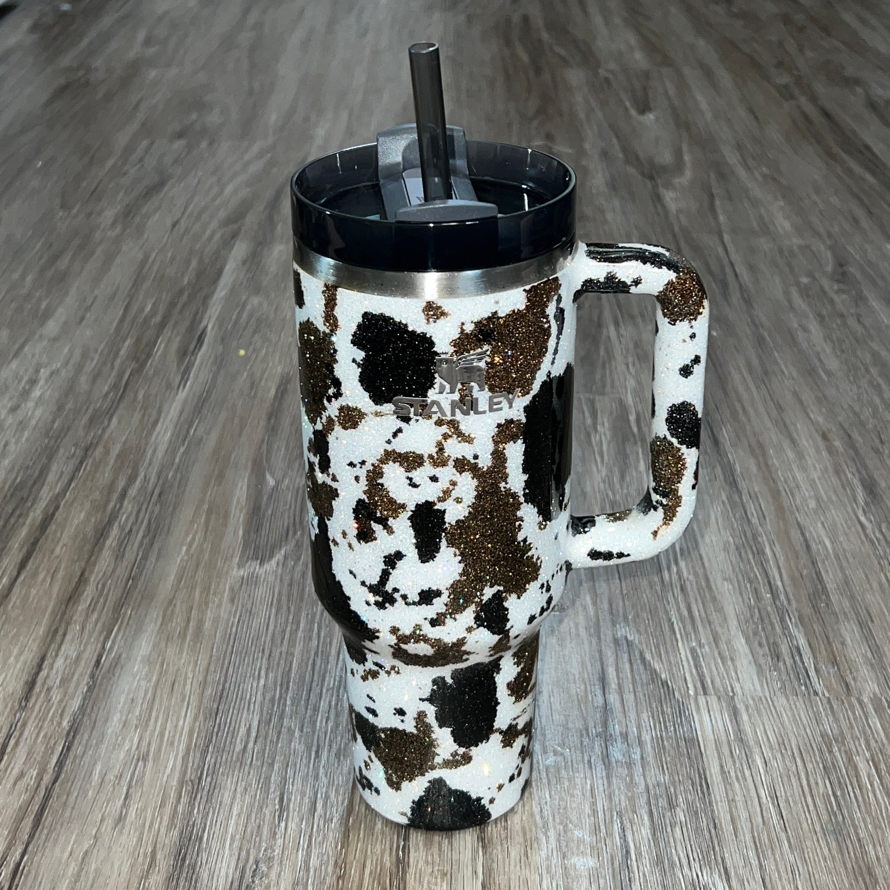 Brown and Black Cow Print Stanley Tumbler MADE TO ORDER 