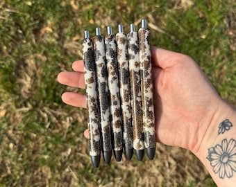 Bolígrafo con purpurina personalizado con estampado de vaca