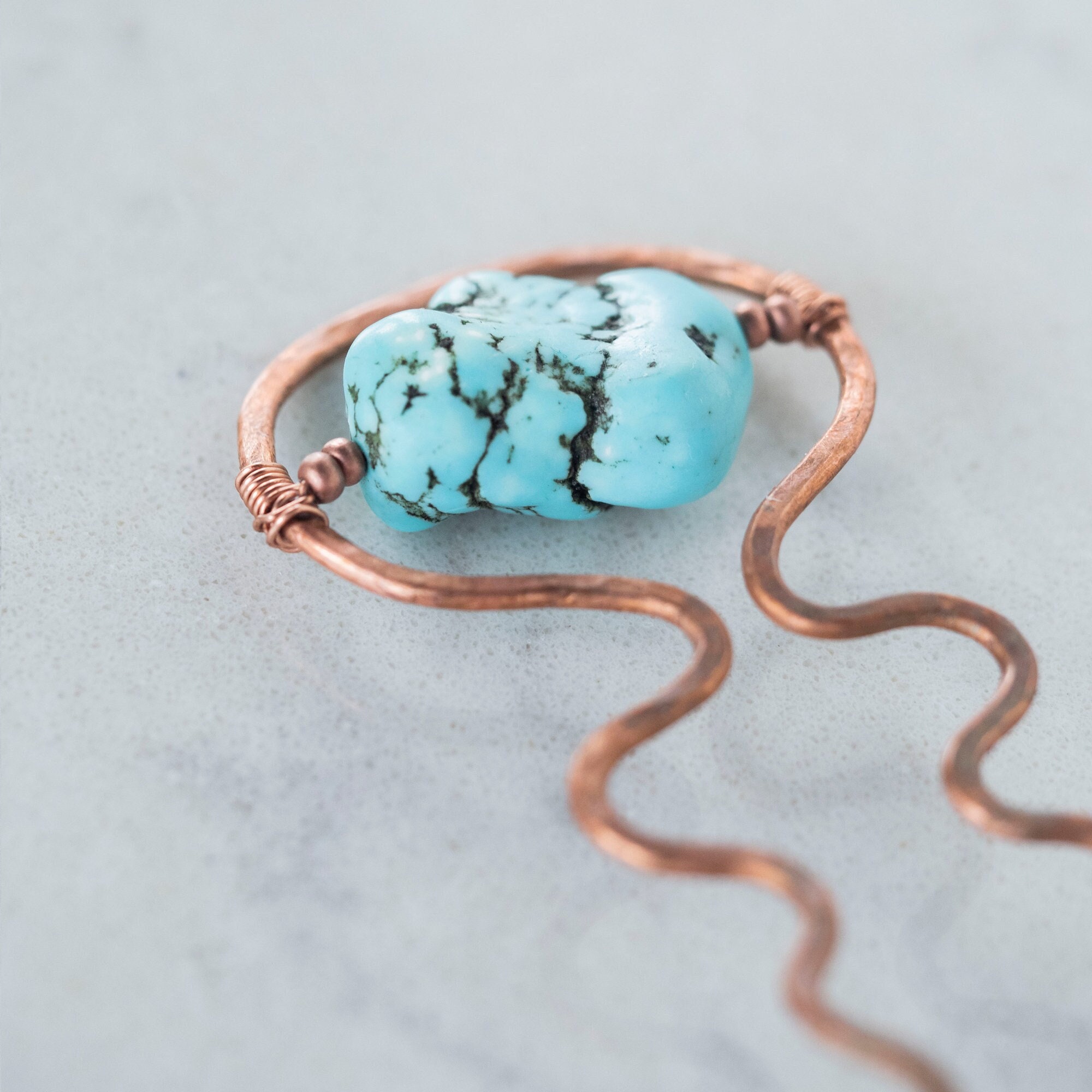 Turquoise copper hairpin never used Handmade Turquoise Stone Hair Pin | Calli Co Silver – Calli  main image 3