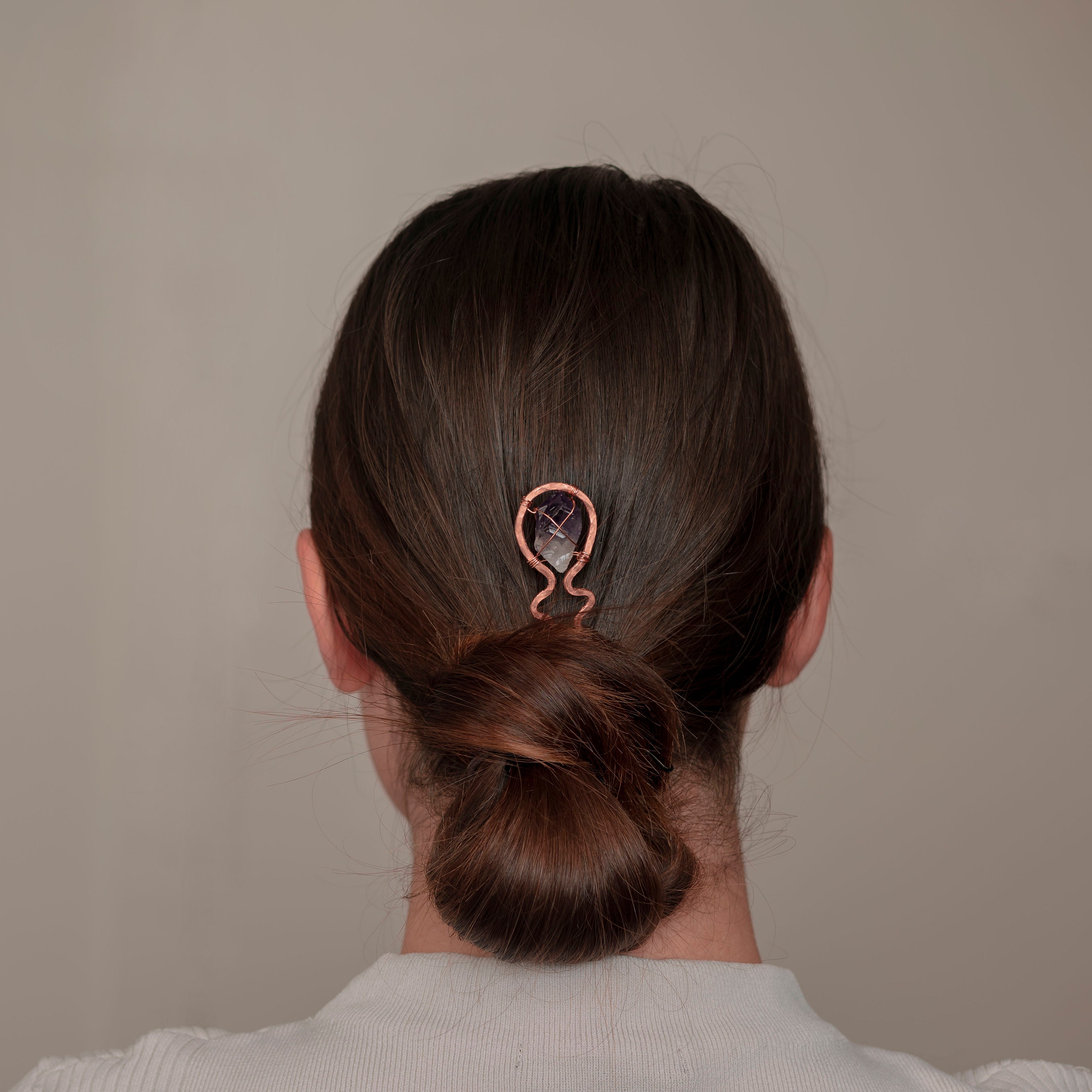 Genuine Copper and Amethyst Hair Accessories Bundle Raw Crystal Hair Pins With Copper, Silver, Gold – Buddha  main image 3
