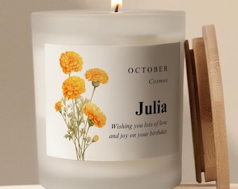 October Birth Flower Candle, Birth Month Gift Personalized Birthday Gift for Her, Birth Flower Gifts, Meaningful October Birthday Gifts