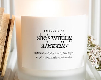 She's Writing a Bestseller Candle, Gift for Writers, Gift for Authors, Literary Gifts for Her, Bookish Candle, Gift for Poets, Dark Academia