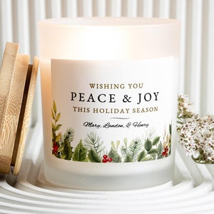 Tarjeta de Navidad con vela, regalo de vela navideña corporativa a granel, regalo de Navidad de paz y alegría, regalo de Navidad familiar personalizado, regalo único