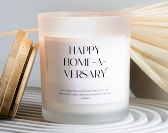 Haus-A-Versary, Maklergeschenk, Einweihungsgeschenk, personalisiertes Geschenk, neues Zuhause, Geburtstagsgeschenk, benutzerdefinierte Kerze, Hausbesitzer Geschenk, Sojakerze