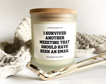 I Survived Another Meeting that Should Have Been an Email, Boss Gift, Gift for Coworker, Funny Candle, Gift for Him, Boss Day, Office Gifts