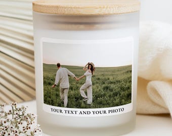 Custom Photo Candle, Personalized Engagement Gifts, Personalized Candle, Custom Photo Gift for Anniversary, Unique Gift for Engagement