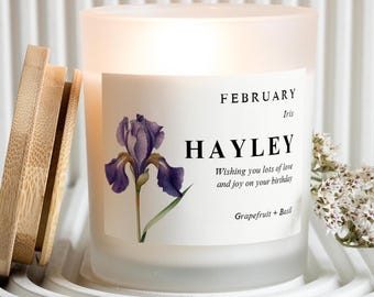 February Birthday Candle, Birth Flower, Gift for Her, Birth Month Candle, Best Friend Gift, Personalized Birthday Gift, Includes Gift Box