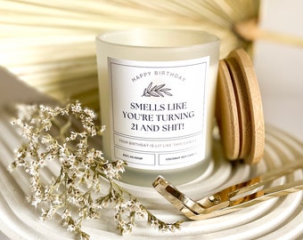 21st Birthday Gift, Funny Candle, Smells Like You're Turning 21, Gift for Her, 21st Birthday Candle, Happy 21st Birthday, Personalized Gift