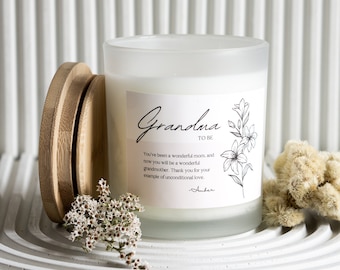 Grandma To Be, New Grandma Gift, Personalized Candle, Pregnancy Announcement, Baby Announcement, Mothers Day Gift, Grandmother Gift,