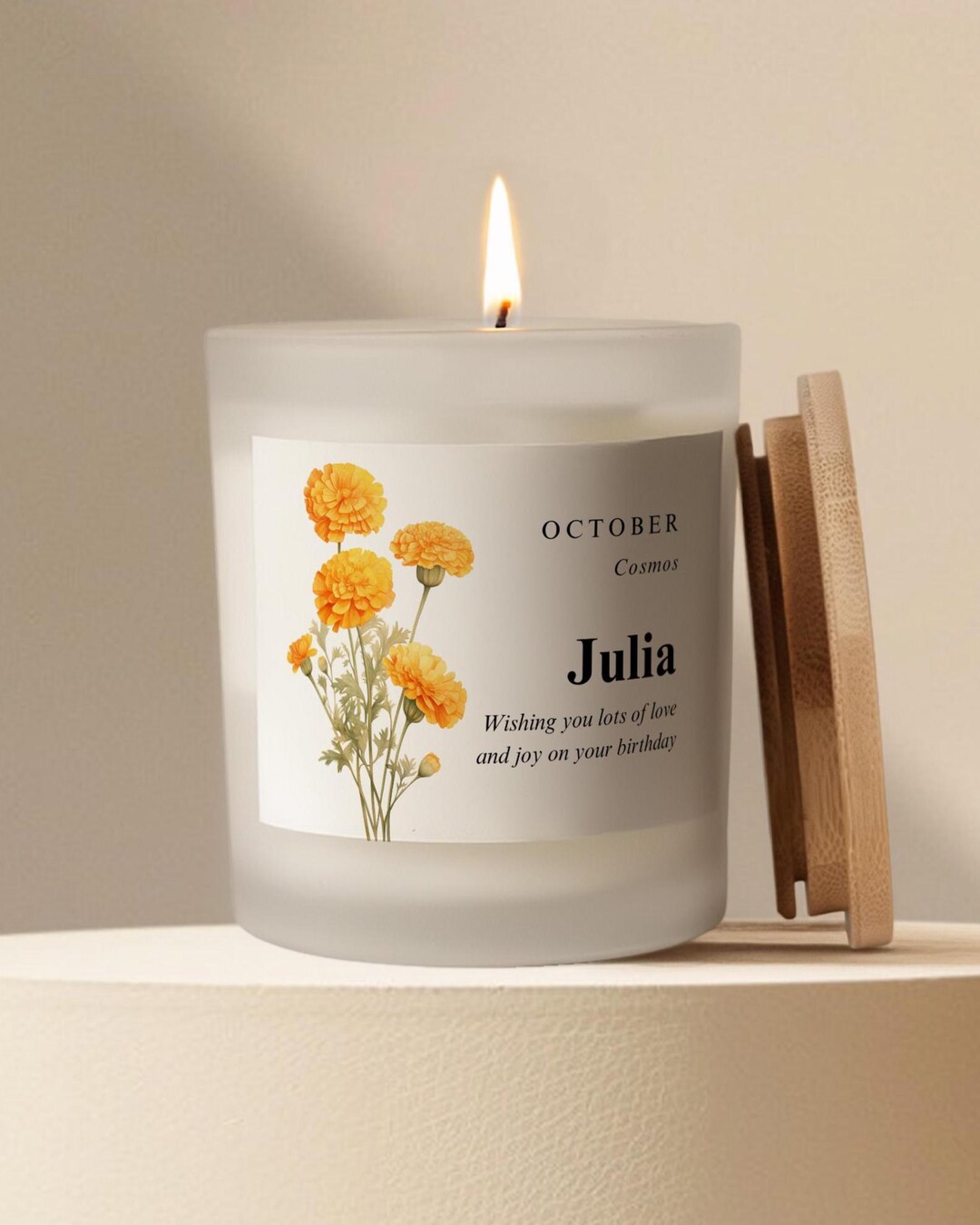 October Birth Items October Birth Flower Candle, Birth Month Gift Personalized Birthday ...