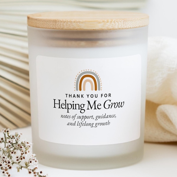 Thank You for Helping Me Grow, Soy Candle Gift for Preschool Teacher, Kindergarten Teacher Gifts from Student, Daycare Teacher Appreciation