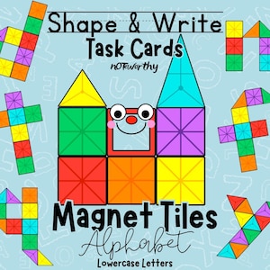 Carrelage magnétique, lettres minuscules, cartes à tâches : construire, tracer et écrire l'alphabet