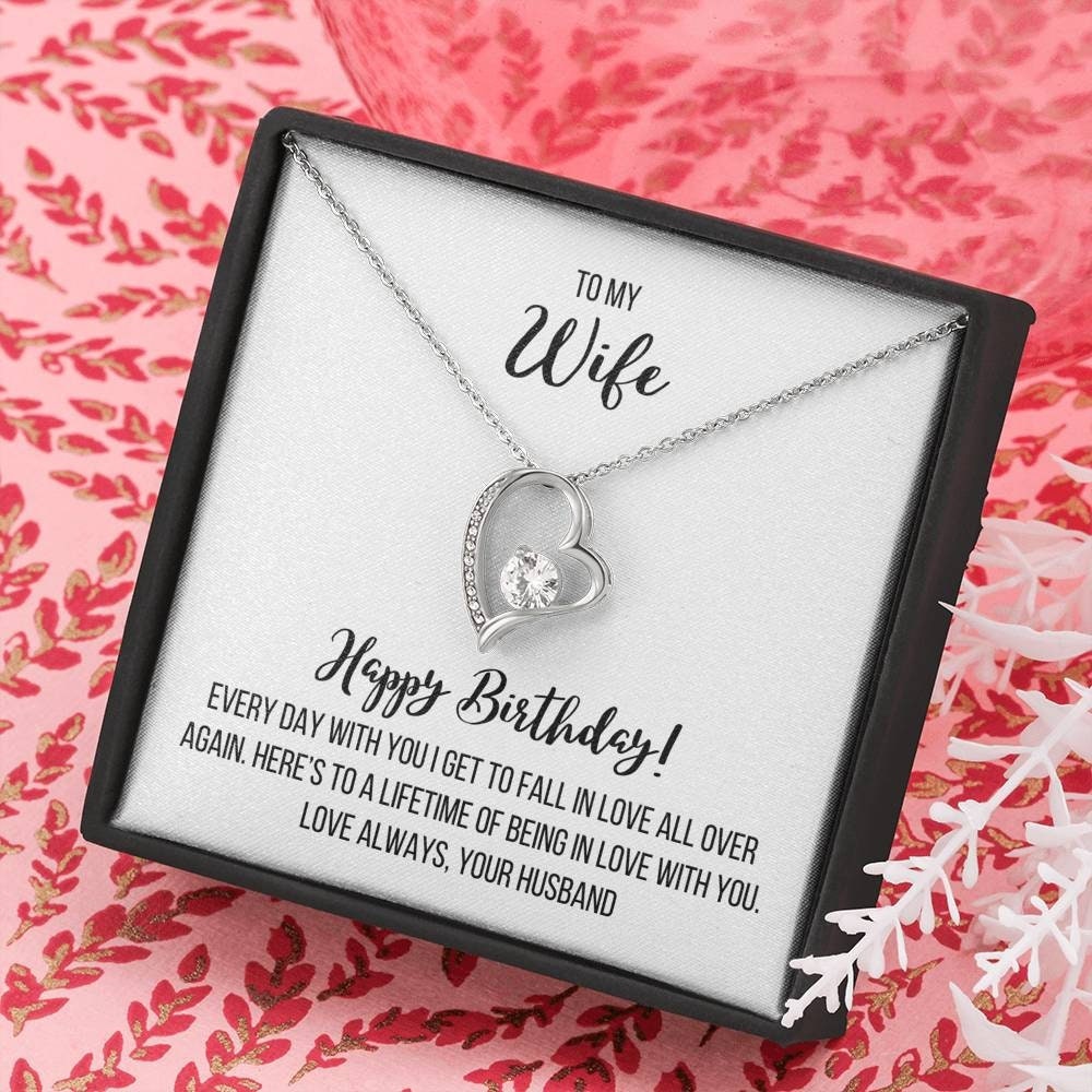 Gift Box Necklace Gift For Her Gift For Wife Gift Jewelry Box Gift Happy Birthday To My Wife Custom Message Birthday Necklace