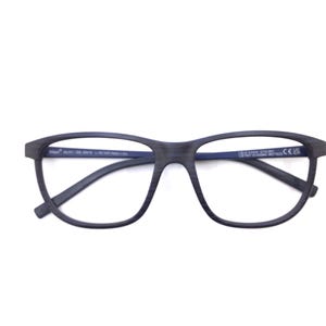 May include: Dark navy blue spectacles with a textured, wood-grain appearance on the frames. The temples feature a contrasting bright blue interior lining. The inner frame includes printed technical specifications and the brand name O'Neill.