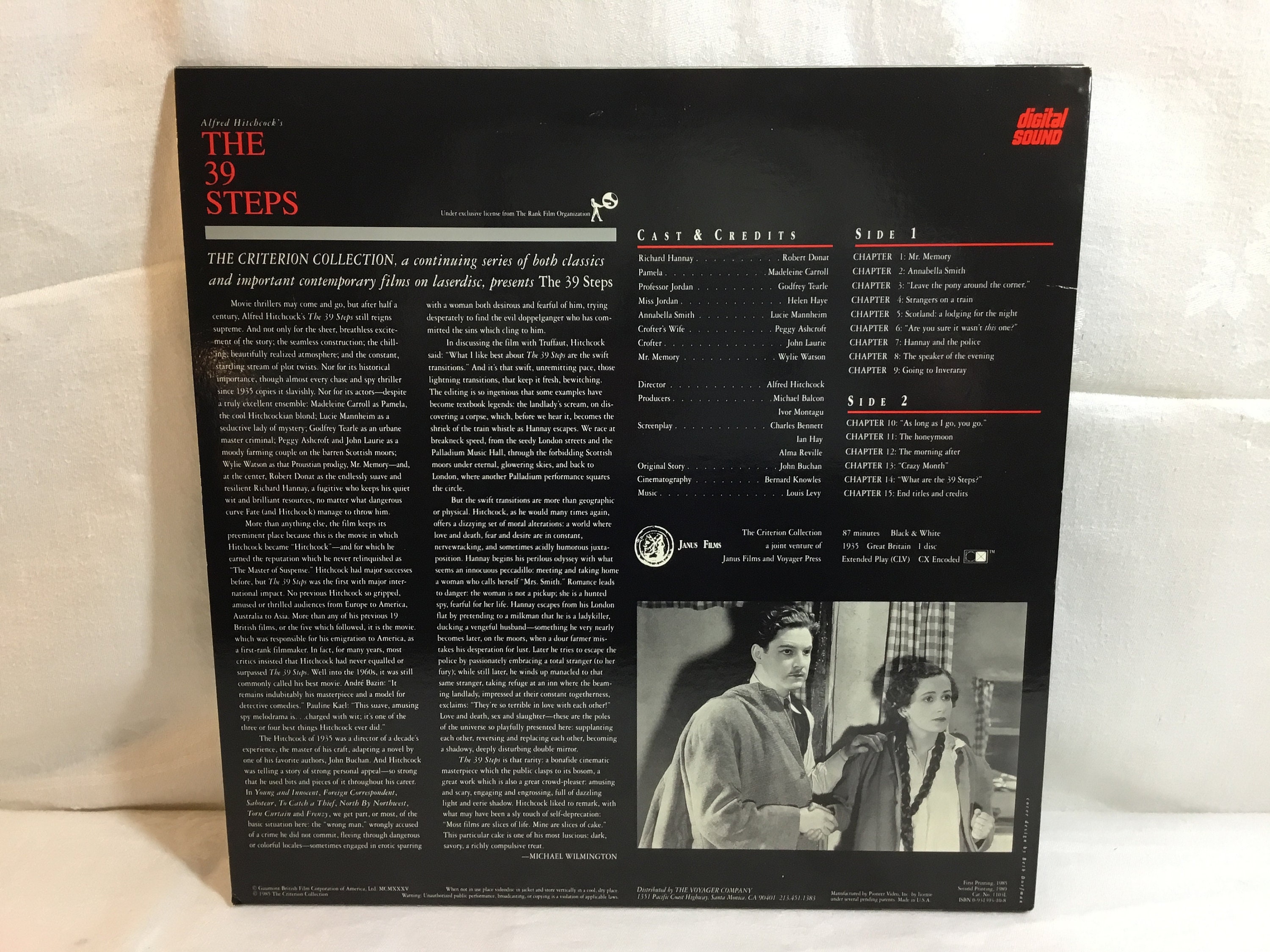 Vintage 1985 Alfred Hitchcock's the 39 Steps the Criterion Collection