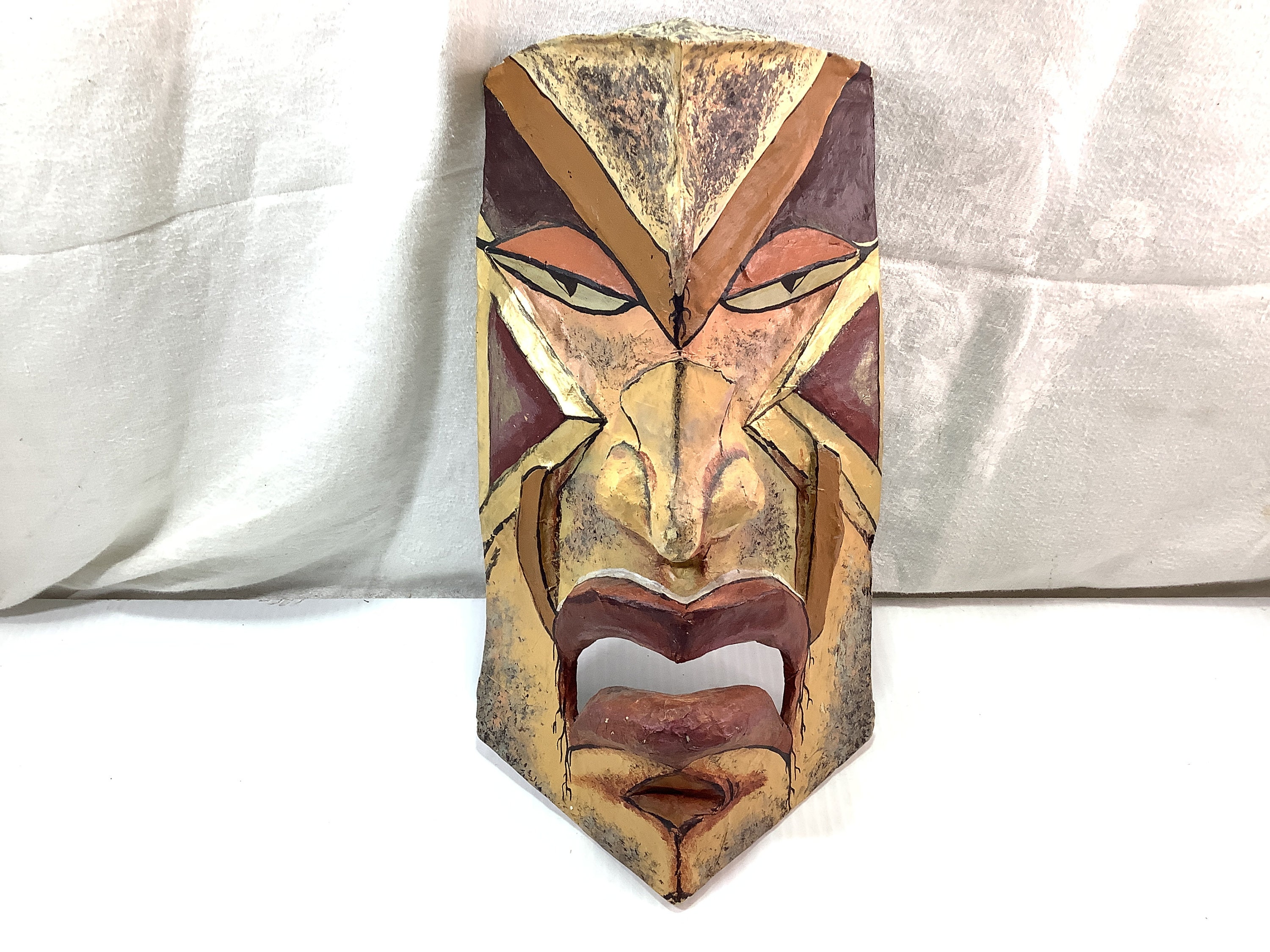 Tribal Warrior Mask Cardboard Face Cover Mask Wall Hanging Decorative Festival Costume
