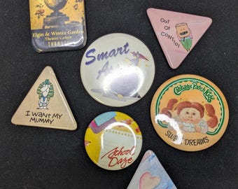 Vintage Pinback Button Lot: 80s 90s Retro Funny Collectible Pins