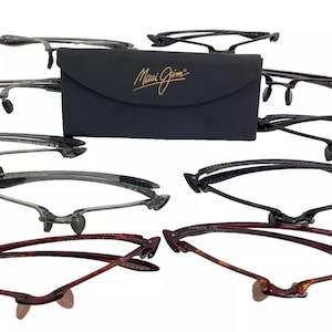 10 Stück Maui Jim Sonnenbrillen Ho&#39;okipa Schwarz, Grau, Tortoise Randlose Brillengestelle in echter faltbarer Maui Jim Hülle