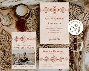 DIY Printable Rust Aztec Wedding Suite