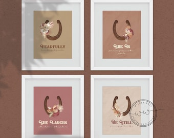 Boho Horseshoe Scripture Nursery Prints