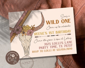 DIY Floral Skull Birthday Party Invitation