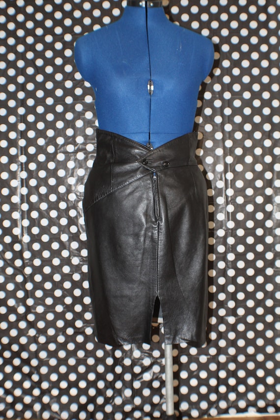80's Forenza Biker Dom Leather Skirt - image 1