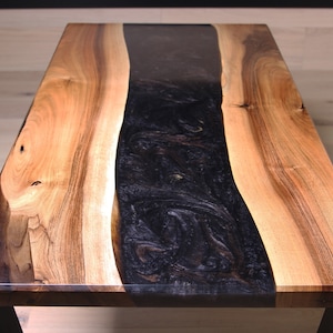 Live Edge Walnut River Coffee Table - Modern Design - One of a Kind - Designer Made - Epoxy Resin Art