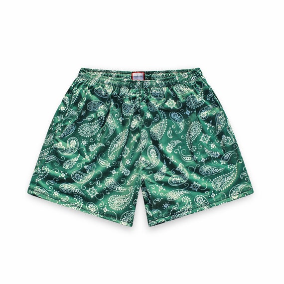 Handsewn Double Layer Paisley Mesh Shorts Green Paisley Mesh Shorts Casual Shorts Basketball Shorts Etsy