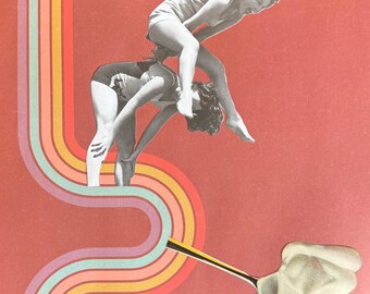 Vintage Collage Wall Art Trippy Poster Funky Graphic Design Psychedelic Opart Eclectic Wall Set Maximalist Wall Art