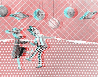 Vintage Collage Wandkunst Trippy Plakat Flipp Grafikdesign Psychedelisch Opart Eklektisches Wandset Maximalist Wandkunst