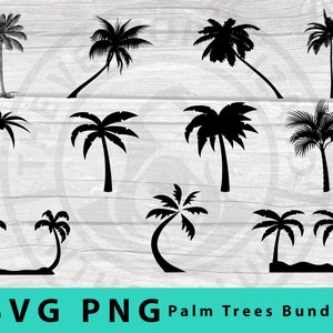 Palm Trees Svg and Png Design Bundle for Cricut, Sublimation and more | 11 Palm Tree Silhouttes Digital Design Download