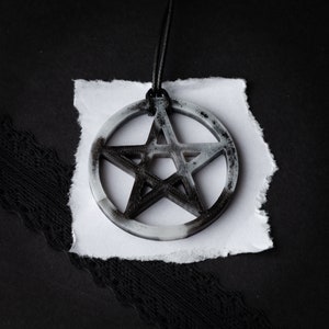 Gothic Pentagram Necklace ~ Black & White ~ Alternative Jewelry ~ Punk, Metal, Dark, Witch Pendant