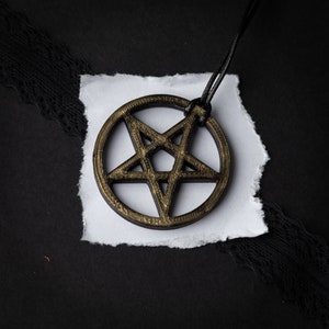 Gothic Pentagram Necklace ~ Black & Gold ~ Alternative Jewelry ~ Punk, Metal, Dark, Witch Pendant